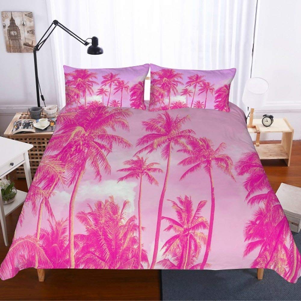 YZBEDSET Pink Tree Bedding Set - Soft Microfiber Duvet Cover with Matching Pillowcases - Twin/Full/Queen Size (US Queen 90x90 Inches) - Perfect for Kids' Rooms, Guest Bedrooms & Cozy Home Decor