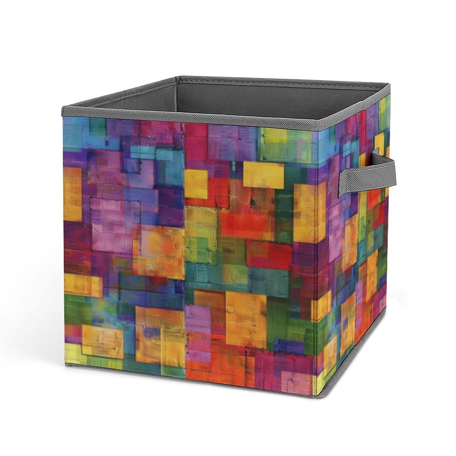 Collapsible Storage Bins with Handles - Colorful Printed Organizer for Home & Office