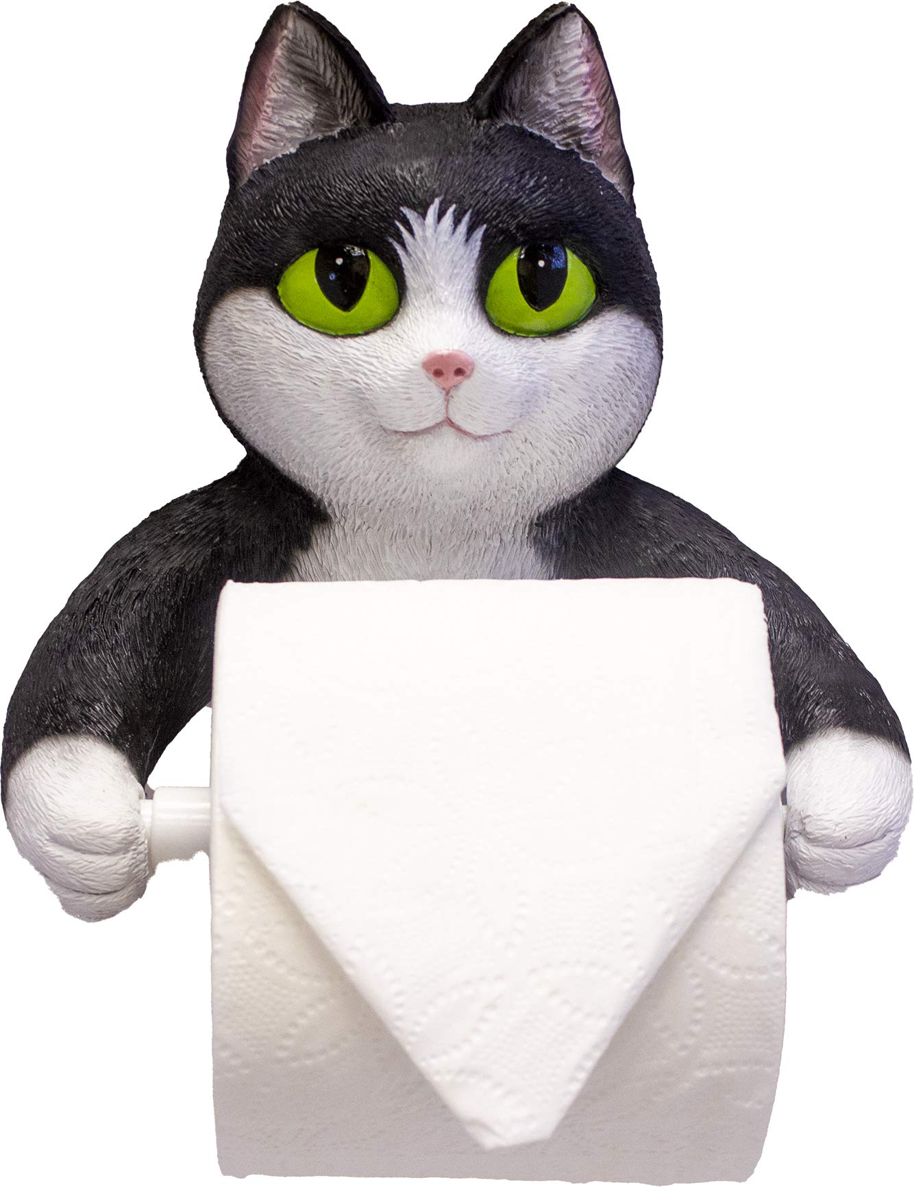 DWK Black and White Tuxedo Cat Wall-Mounted Toilet Paper Holder - 8