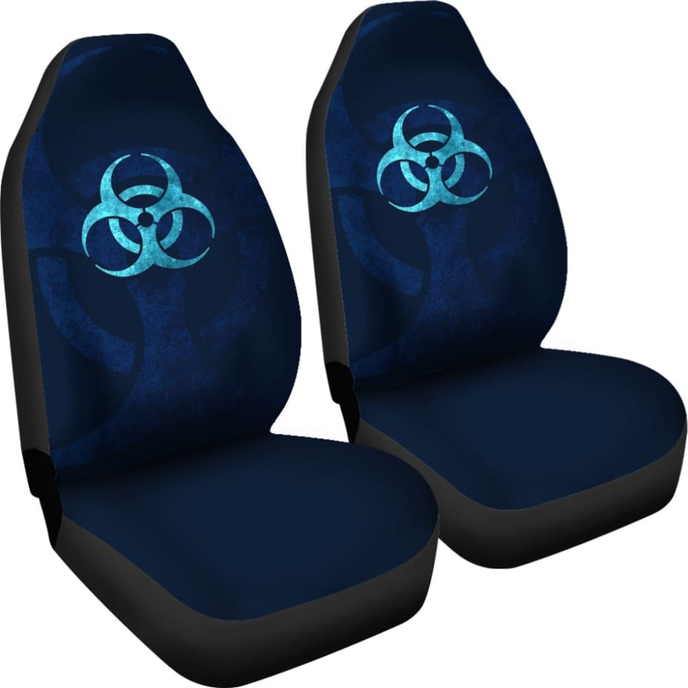 Premium Blue Biohazard Print Car Seat Covers - Universal Fit for Cars, Trucks & SUVs - Waterproof & Durable Protection - Perfect for Gamers, Halloween & Cosplay Enthusiasts