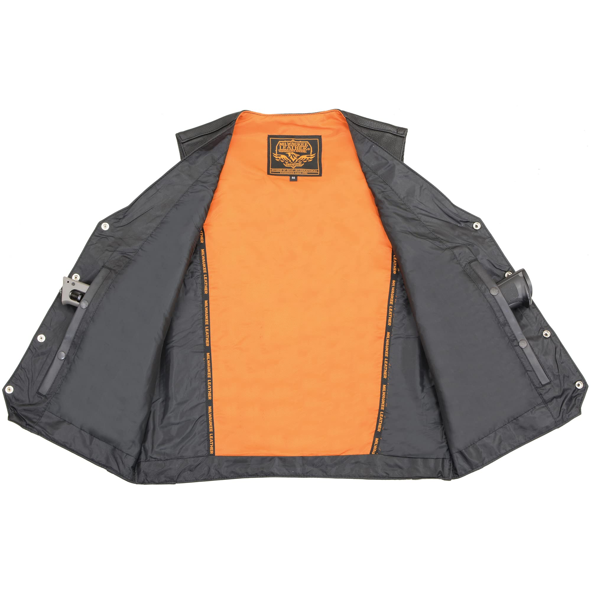 Milwaukee ML1368 Classic Men's Leather Vest with Buffalo Nickel Snaps - Durable & Stylish for Motorcycle Riding, Outdoor Adventures & Casual Wear