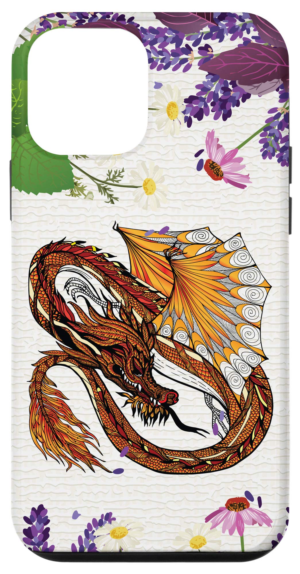 iPhone 12 Mini Case - Wildflower Floral & Dragon Tattoo Design, Slim Protective Cover for iPhone 12 Mini - Perfect for Daily Use, Travel & Gift Giving