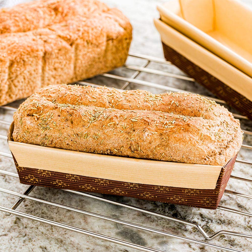 Premium 18 oz Kraft Baking Loaf Pan - Greaseproof & Rippled Disposable Paper Baking Cups for Muffins, Cupcakes, Mini Snacks - 10ct Box - Eco-Friendly & Recyclable - Perfect for Home Baking, Restaurants, Cafes & Party Desserts