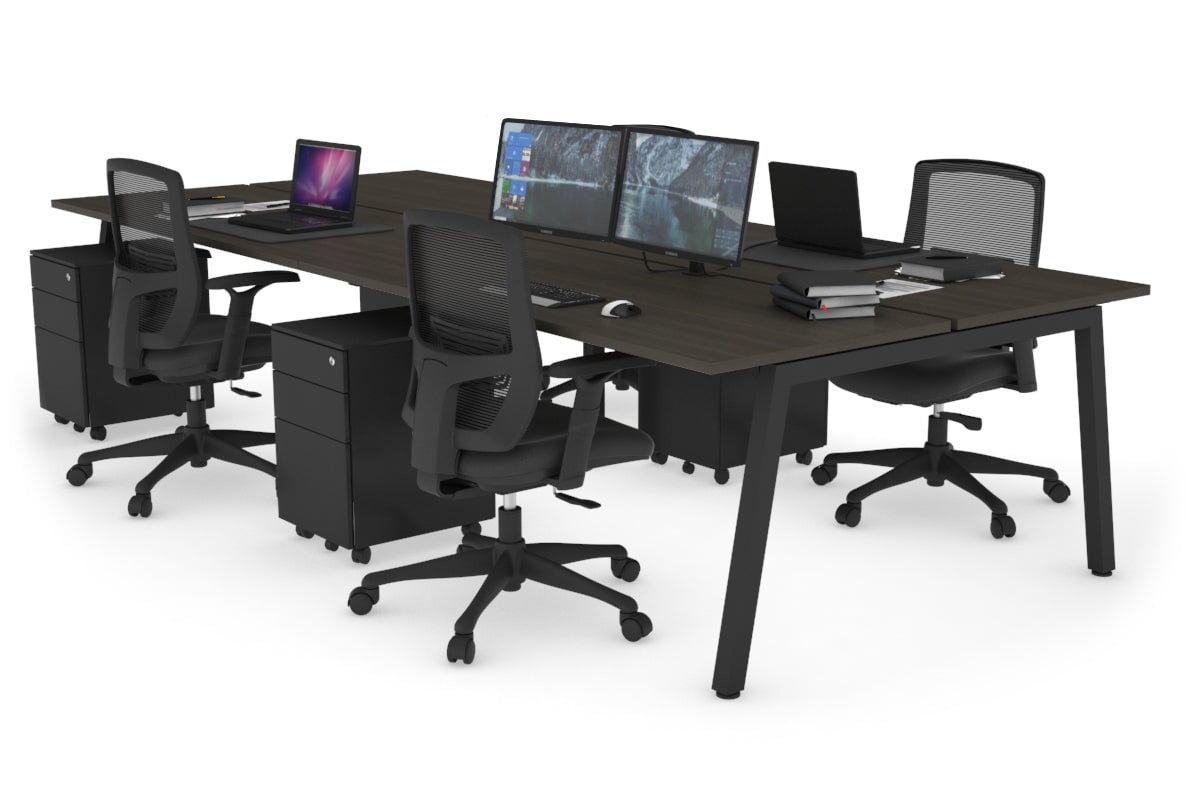 Quadro 4-Person Office Workstation Desk - 1200L x 700W Dimensions - Perfect for Team Collaboration, Open Office Spaces & Coworking Environments