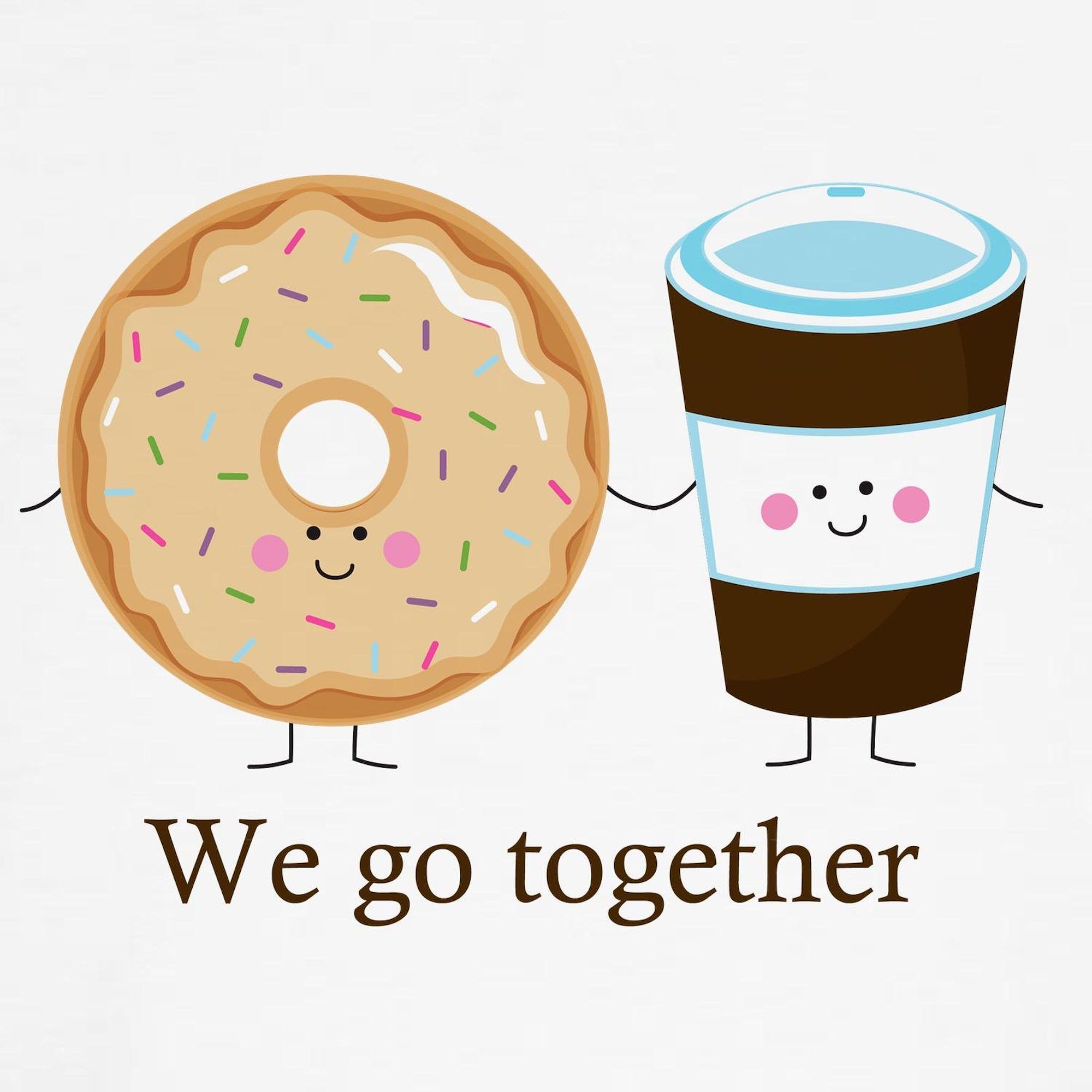 We Go Together Like Coffee and Donuts Maternity T-Shirt - Women's Ruched Side Pregnancy Tee for Casual Wear & Baby Showers