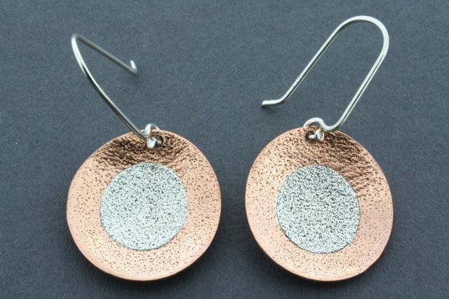 Textured Copper & Silver Disc Earrings for Women - Boho Chic Handmade Jewelry - Perfect for Casual Wear, Parties & Gifts