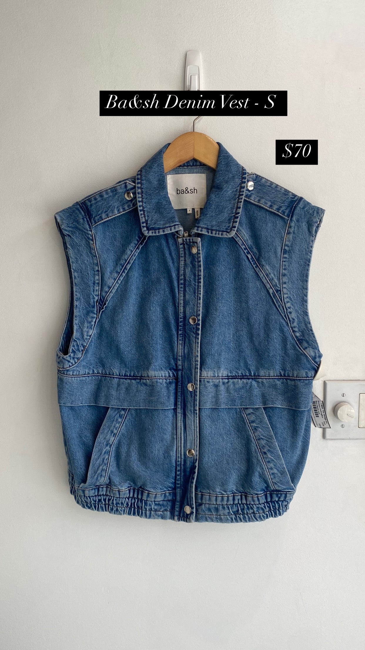 Ba&sh Women's Denim Vest - Stylish Lightweight Jacket for Casual Outfits & Layering | Perfect for Spring, Summer & Fall Fashion