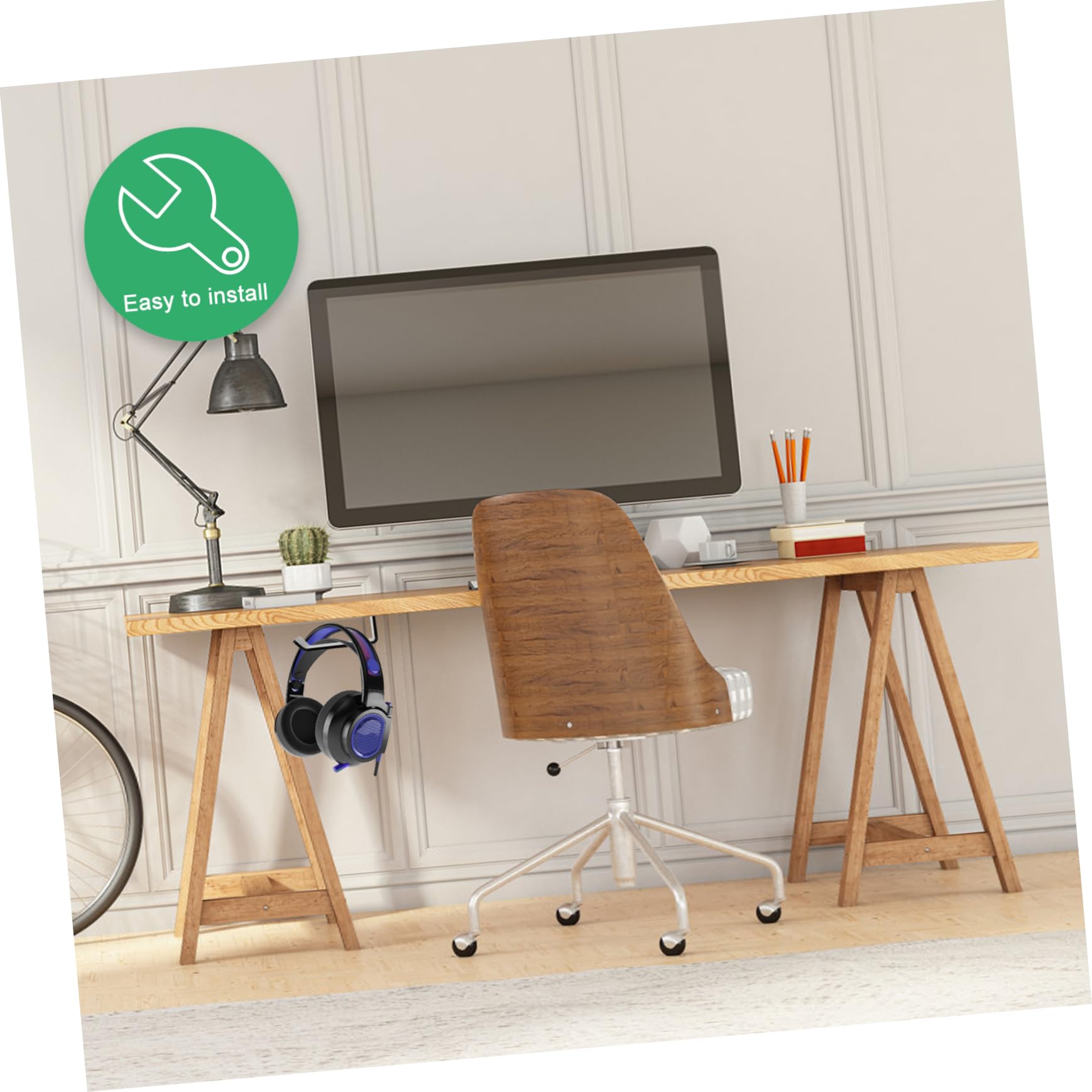 BESTonZON Horror Sticker Set (2pcs) - Acrylic Under Desk Headphone Hanger with Punch Design for Gaming Headsets, Microphones & Bags - Perfect for Gaming Setup & Office Organization