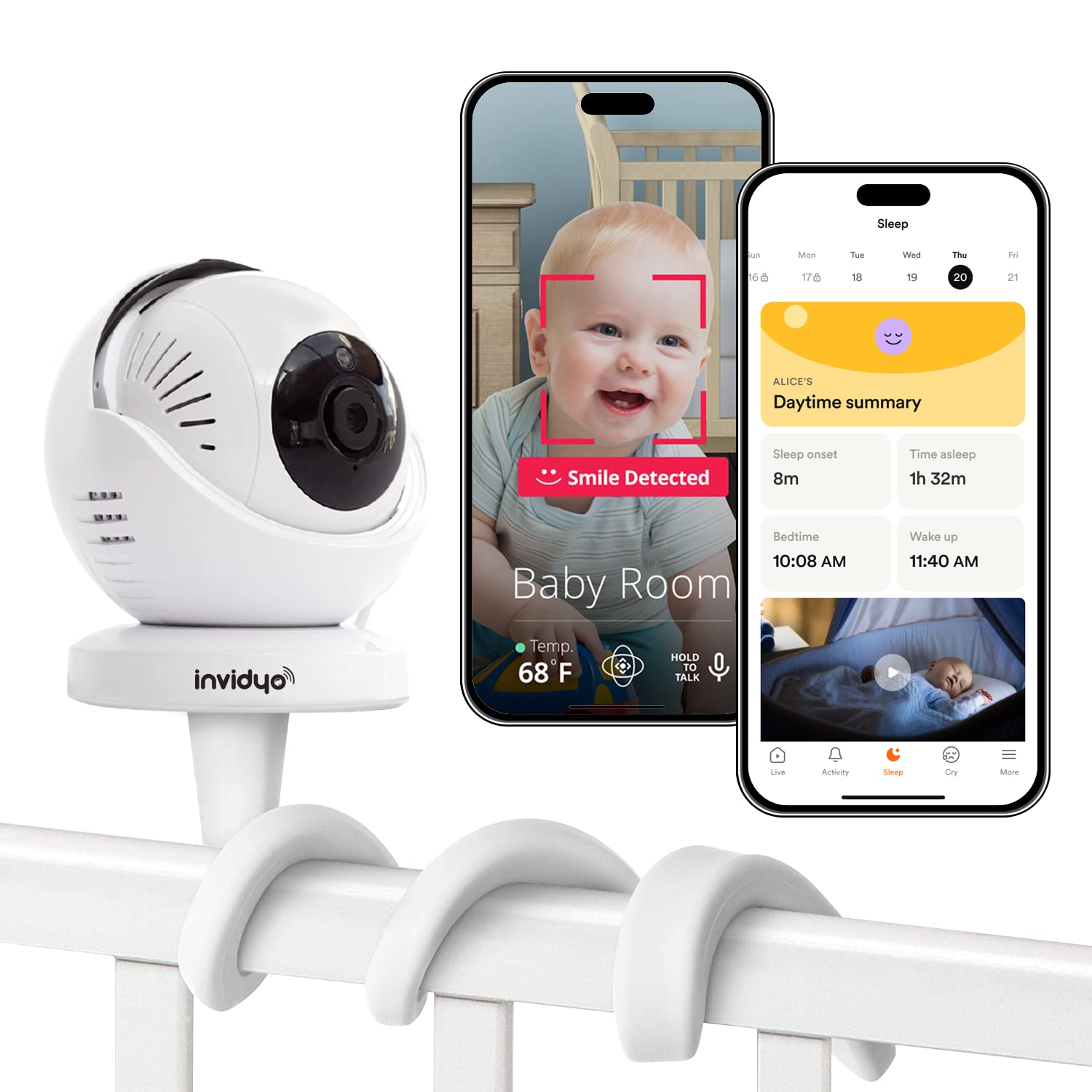 WiFi Baby Monitor with Camera & Audio - 1080P HD Video, Sleep Tracking, Cry Alerts, Cough Detection | Wireless Pan-Tilt Smartphone App for Nursery & Home Security