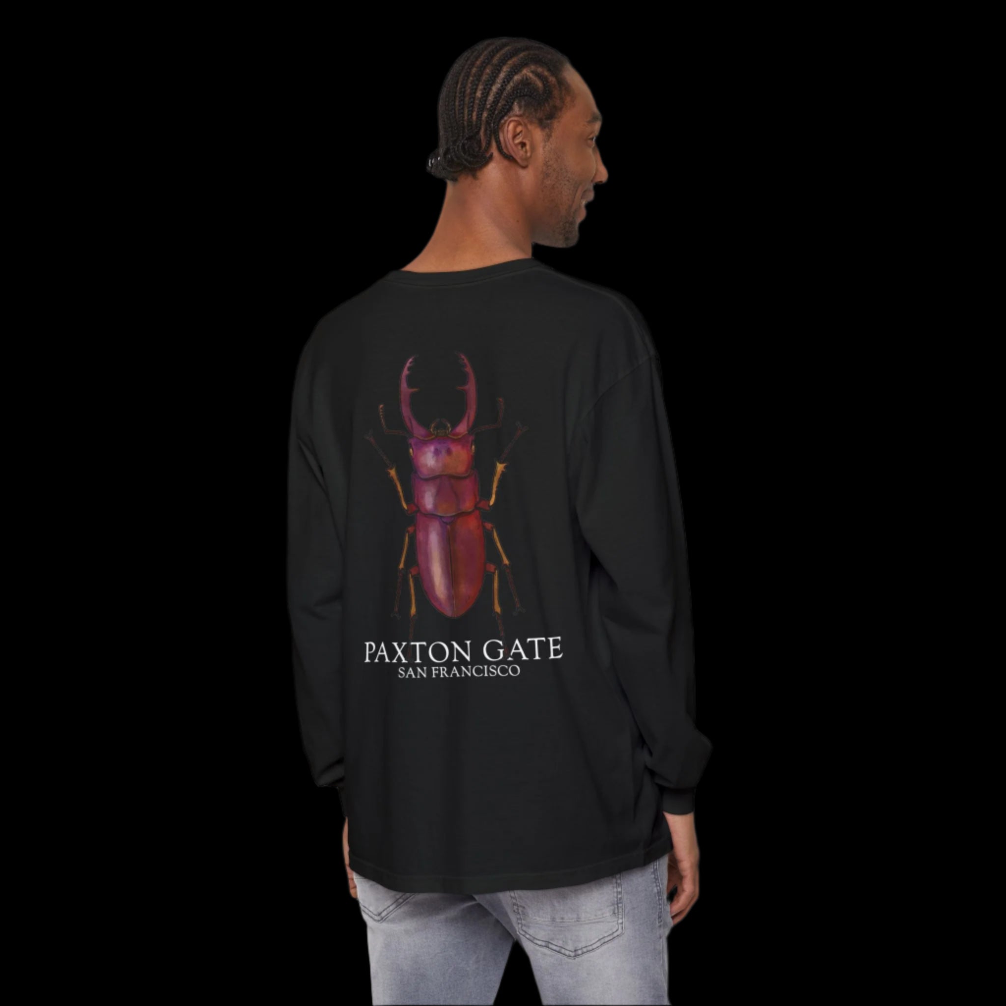 Unisex Paxton Gate Red Stag Beetle Long Sleeve T-Shirt by Kris Struble - Perfect for Nature Lovers, Outdoor Adventures and Unique Fashion Statements