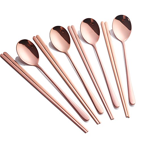 rose gold-flat chopstick and spoon