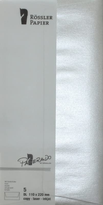 Premium DL Lined Tissue Envelopes - Silver (Pack of 5) for Wedding Invitations, Greeting Cards & Business Correspondence - Elegant & Protective Mailing Solution