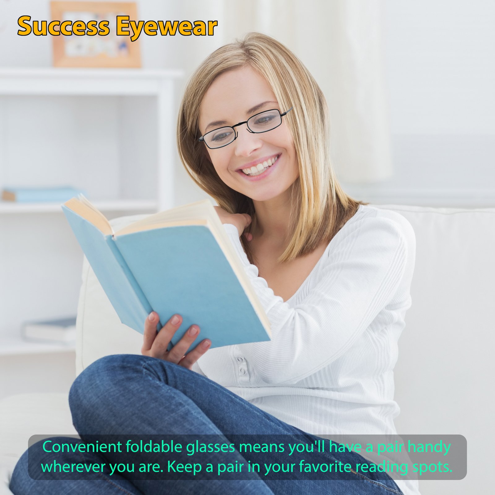 Success Eyewear Reading Glasses 2 Pack - Black & Gunmetal Folding Readers for Men & Women | Compact Case Included | Perfect for Reading Books, Using Phones & Computer Work