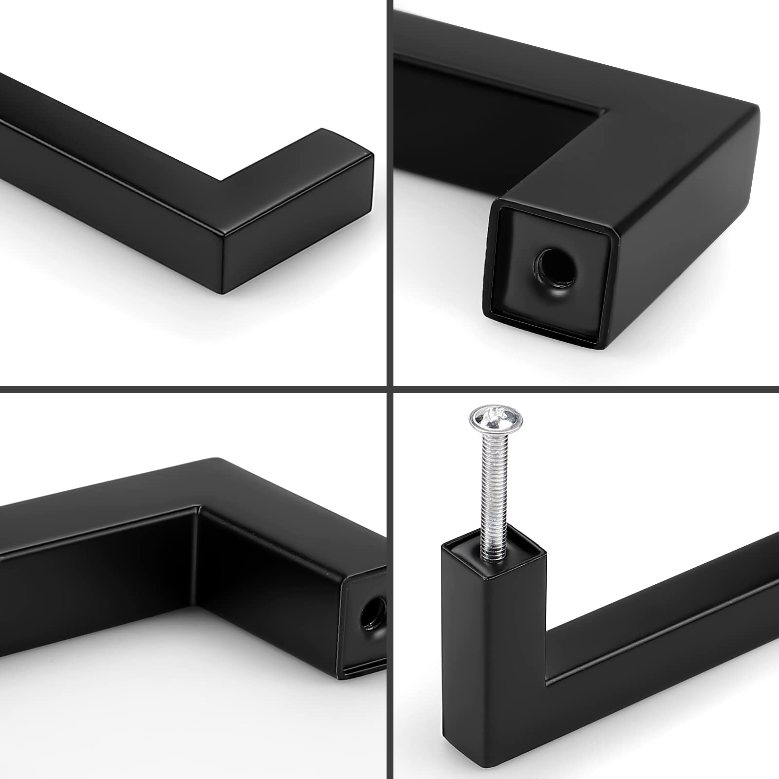 20 Pack Black Square Cabinet Pulls 12-3/5