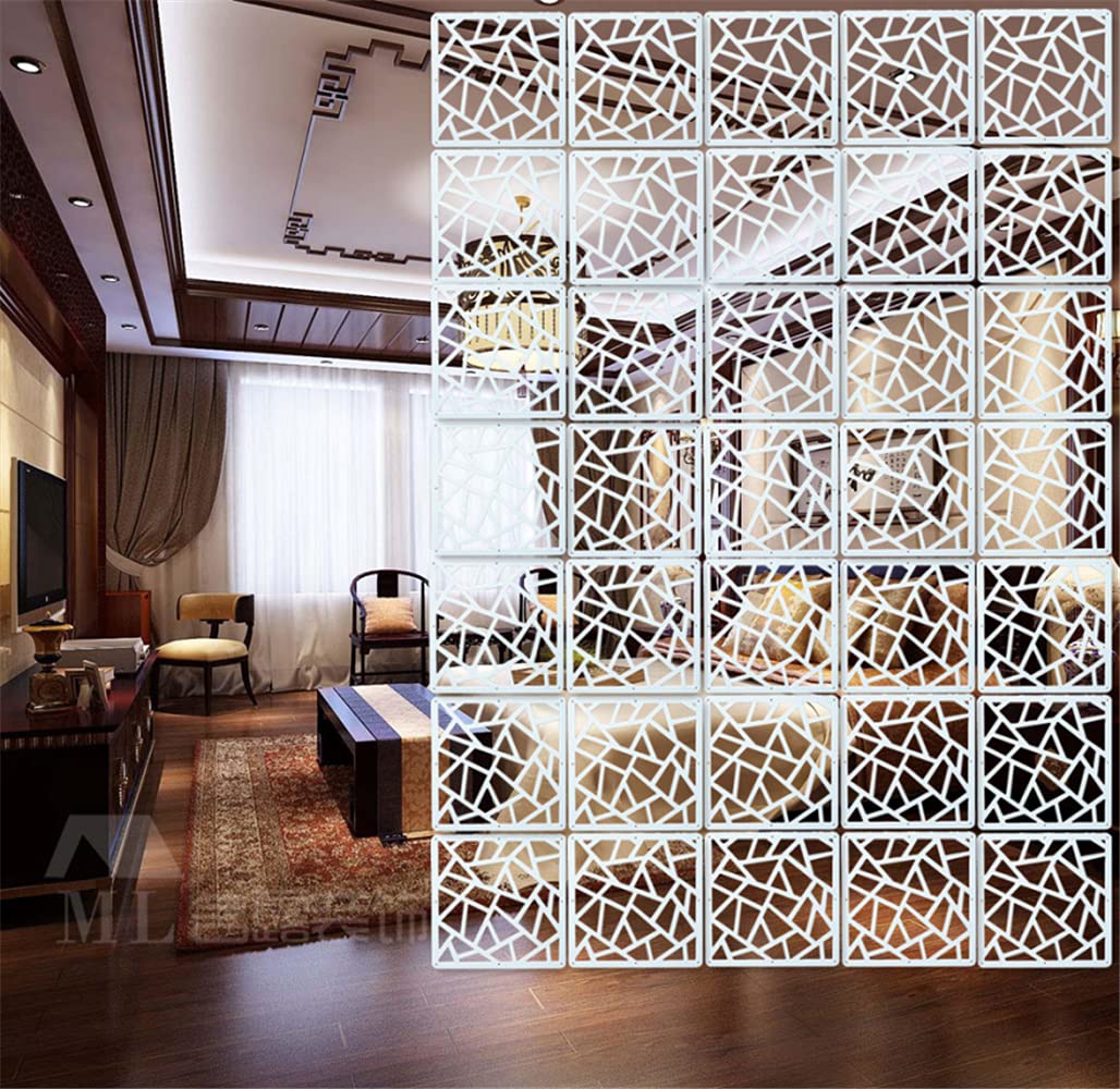 12-Piece White Hanging Room Divider - Wood-Plastic DIY Panel Screens for Partition Walls & Room Decoration (11.4x11.4 Inch) with All Accessories - Perfect for Home Office, Bedroom Privacy & Studio Spaces
