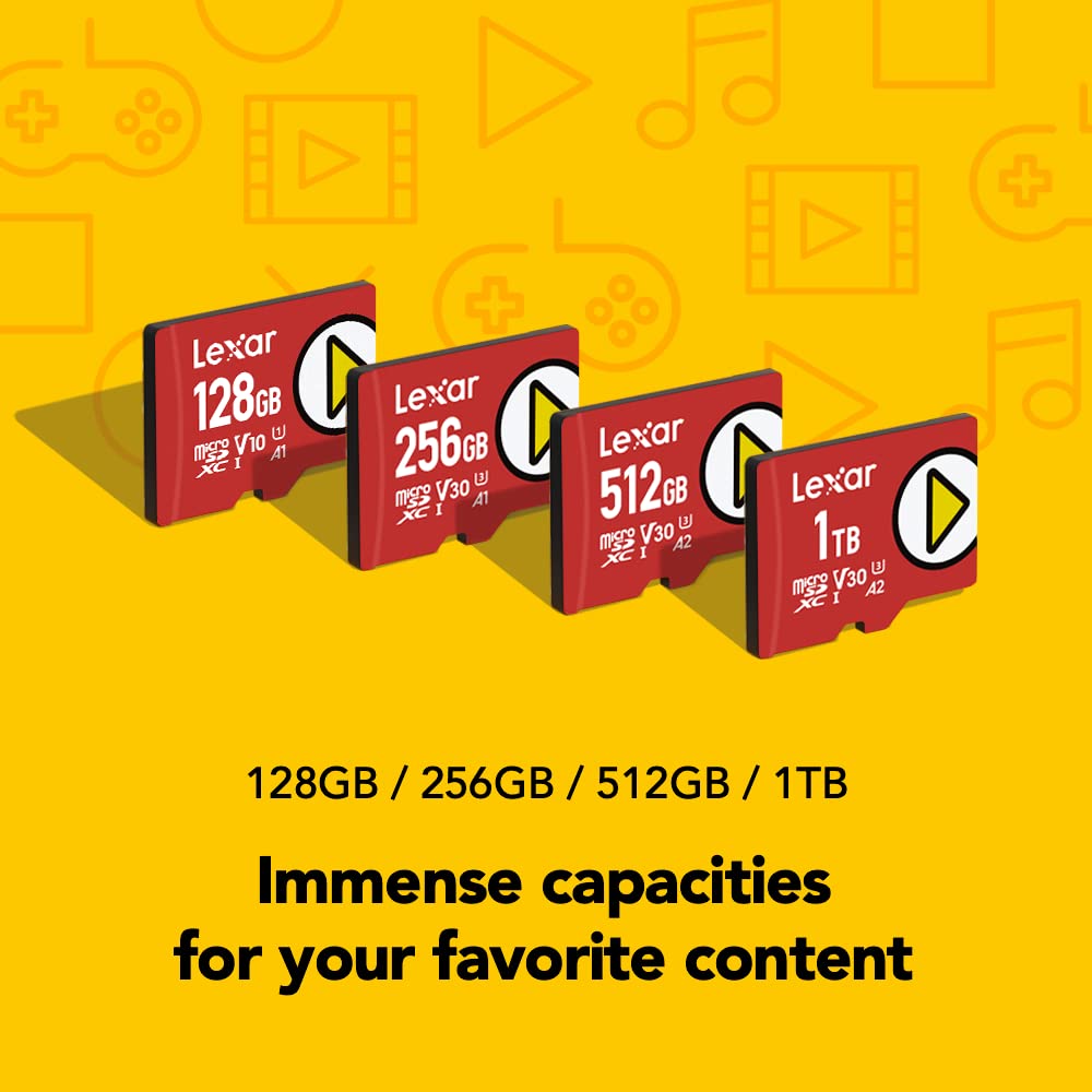 Lexar 1TB (2-Pack) Play microSDXC Card with SD Adapter - UHS-I, U3, V30, A2 - 4K Video Support - Up to 160MB/s Read & 100MB/s Write - High-Speed Memory Card for Nintendo Switch, Gaming Devices, Smartphones & Tablets - Perfect for Gaming, Photography & Media Storage (LMSPLAY001T-B2ANU)