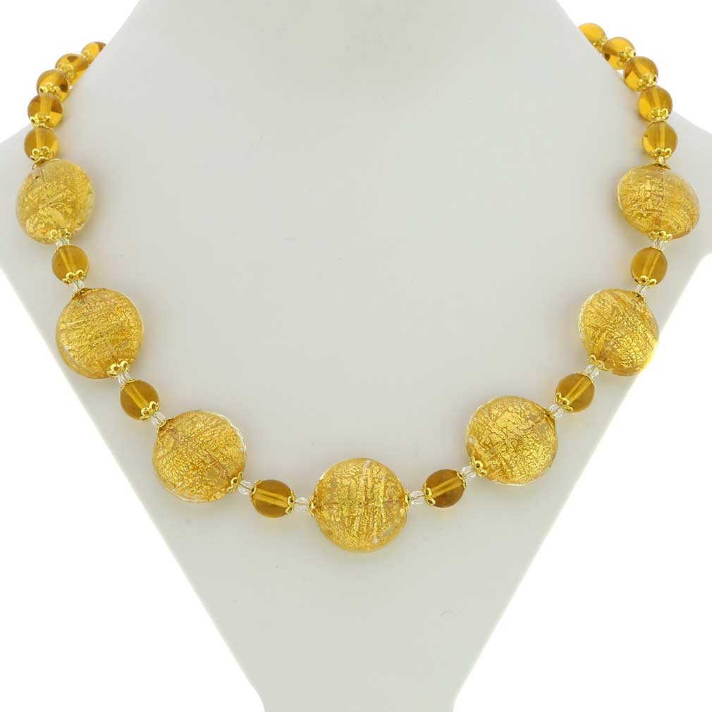 Authentic Murano Glass Necklace from Venice - Ca D'oro Yellow Gold Pendant | Elegant Jewelry Gift for Women, Perfect for Weddings & Special Occasions