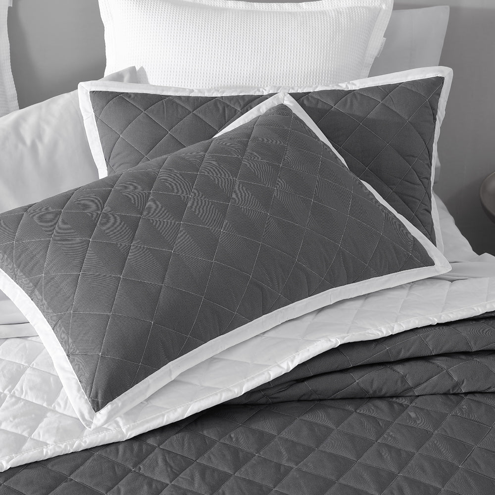 Premium Essex Charcoal Pillow Sham Set of 2 - Soft Wrinkle-Resistant Bedding for Modern Bedrooms | Perfect for Guest Rooms, Master Suites & Cozy Home Decor