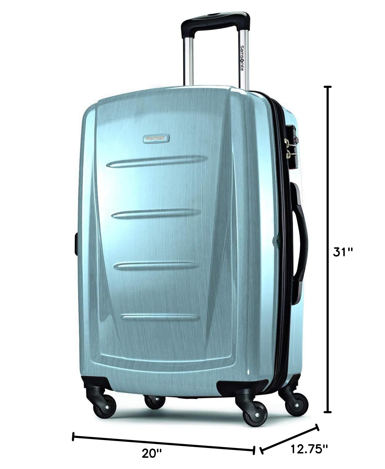 Samsonite Winfield 2 Hardside Expandable Luggage with 360° Spinner Wheels - 28-Inch Checked Large Suitcase in Ice Blue | Perfect for International Travel & Business Trips