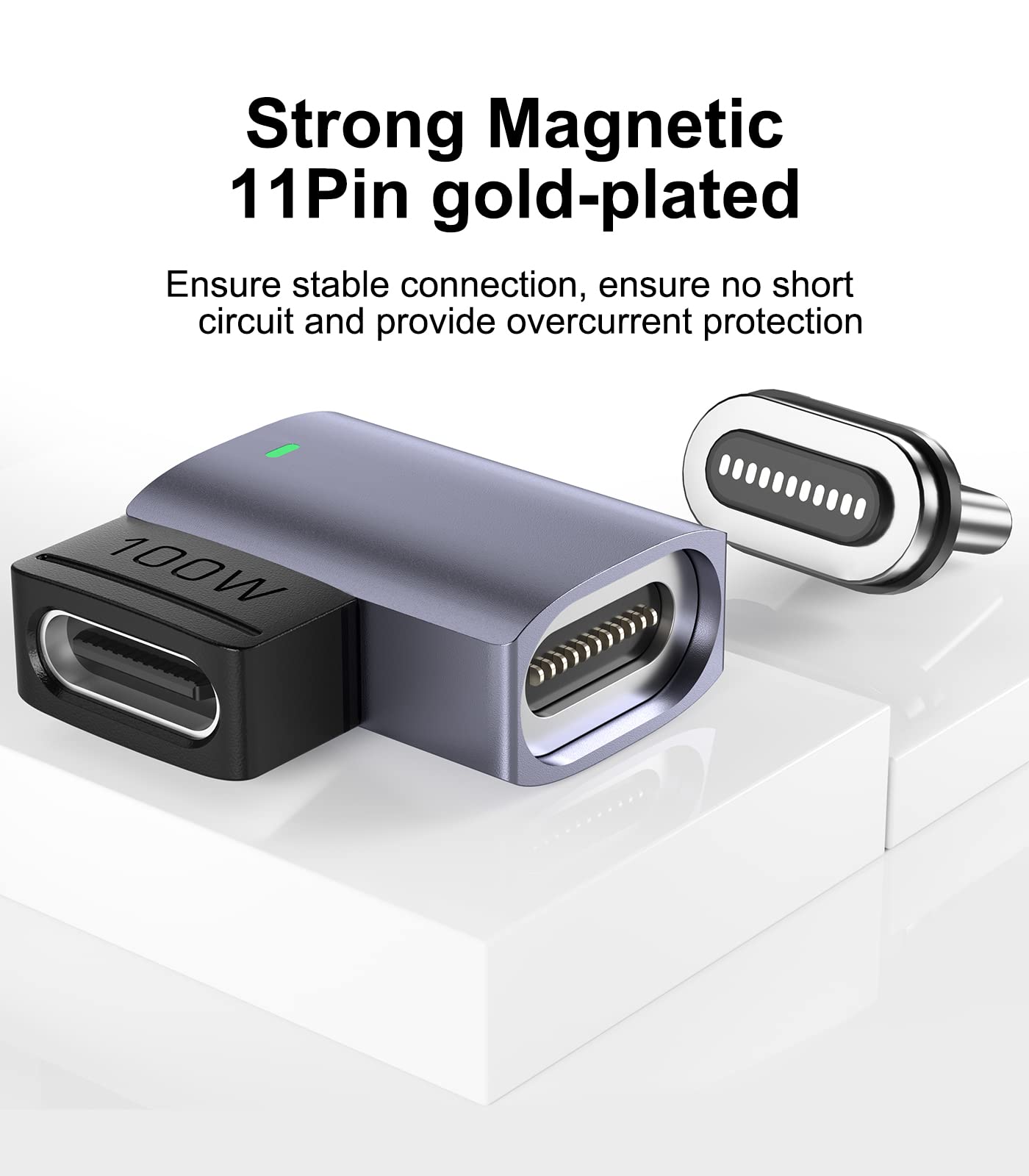 100W USB C Magnetic Adapter [2-Pack] - USB C to USB C Fast Charging Cable with 20V/5A Power Delivery, Compatible with MacBook Pro/Air, iPad, iPhone & Thunderbolt 3 Devices - Perfect for Travel, Office & Home Charging