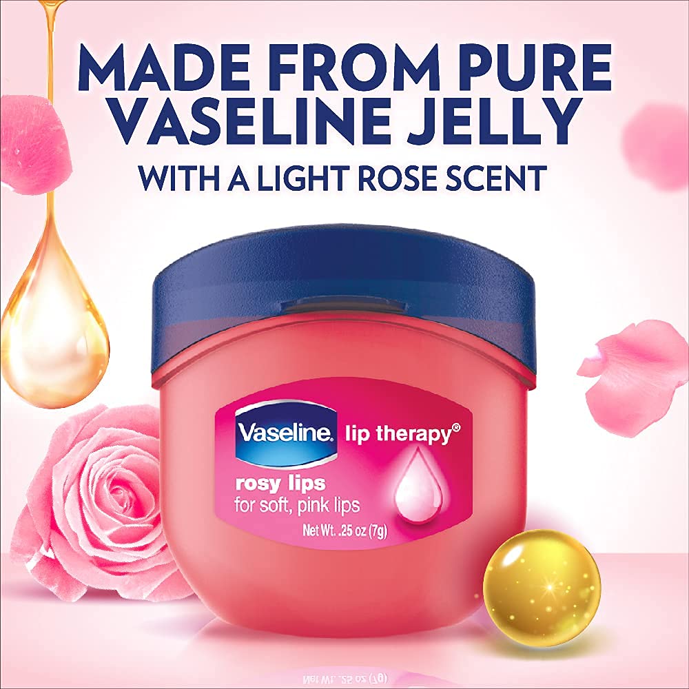 Vaseline Lip Therapy Mini Lip Balm for Dry & Cracked Lips - Rosy Lips Lip Repair Moisturizer, Travel Size 0.25 Oz (Pack of 6) | Perfect for Winter Care, Daily Hydration & On-the-Go Use