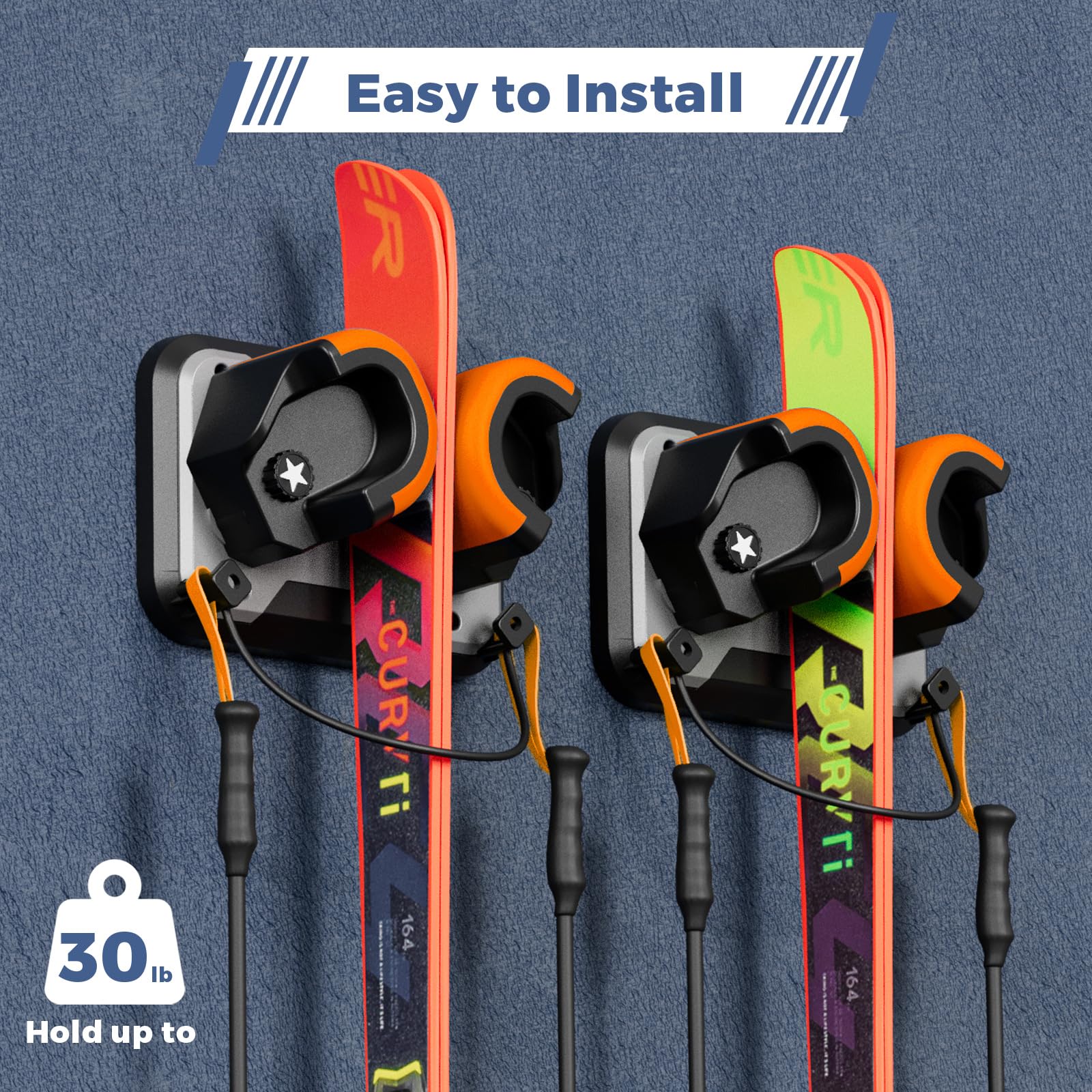 **Multi-Purpose Wall Mount Rack for Snowboard, Ski & Skateboard – Space-Saving Garage Storage Organizer for Skate Decks, Hockey Sticks, Ski Poles & Shovels | Perfect for Home, Garage & Sports Equipment Storage**