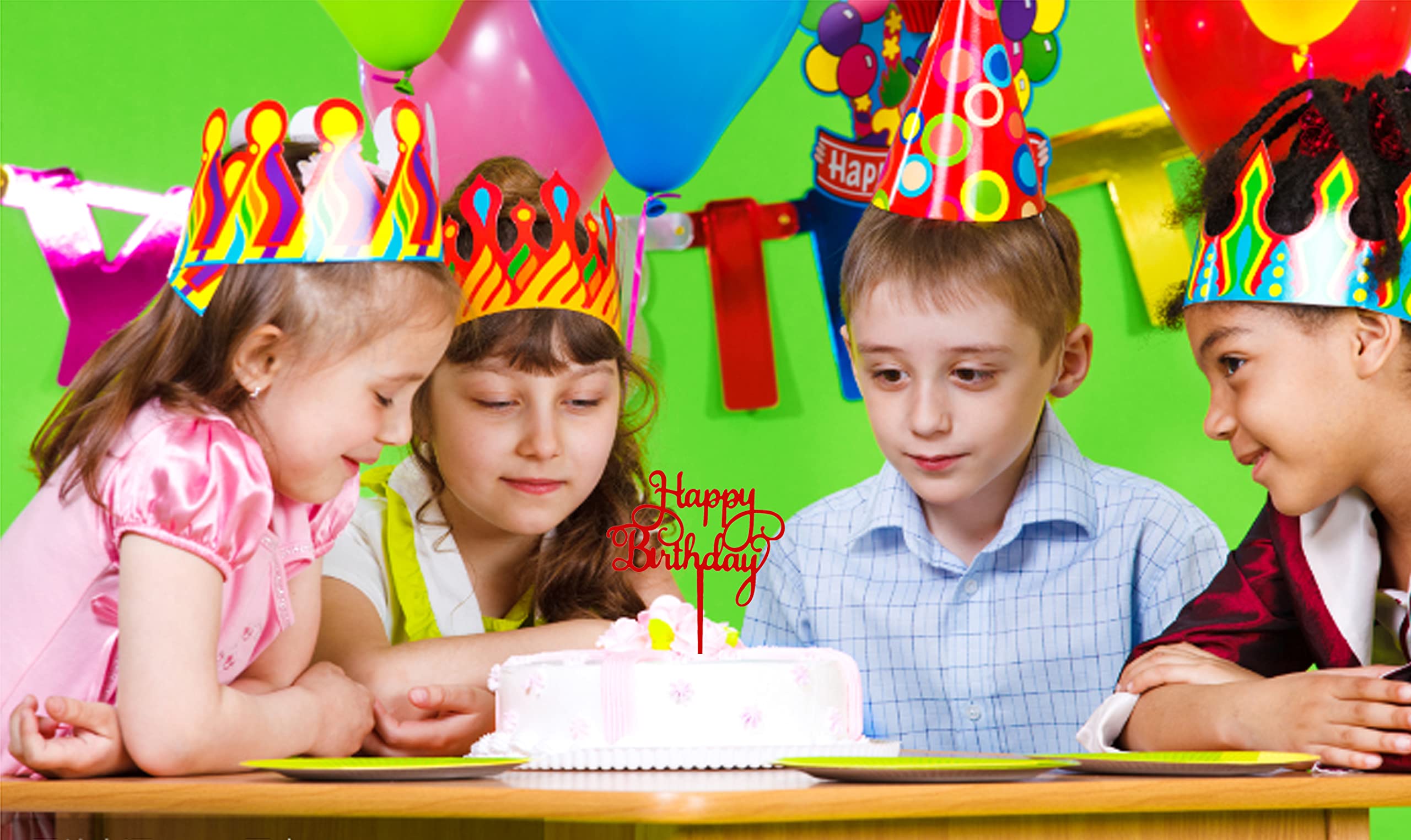 Happy Birthday Cake Topper - Red Party Decorations for Birthday Cakes | Perfect for Birthday Parties, Baby Showers & Anniversary Celebrations
