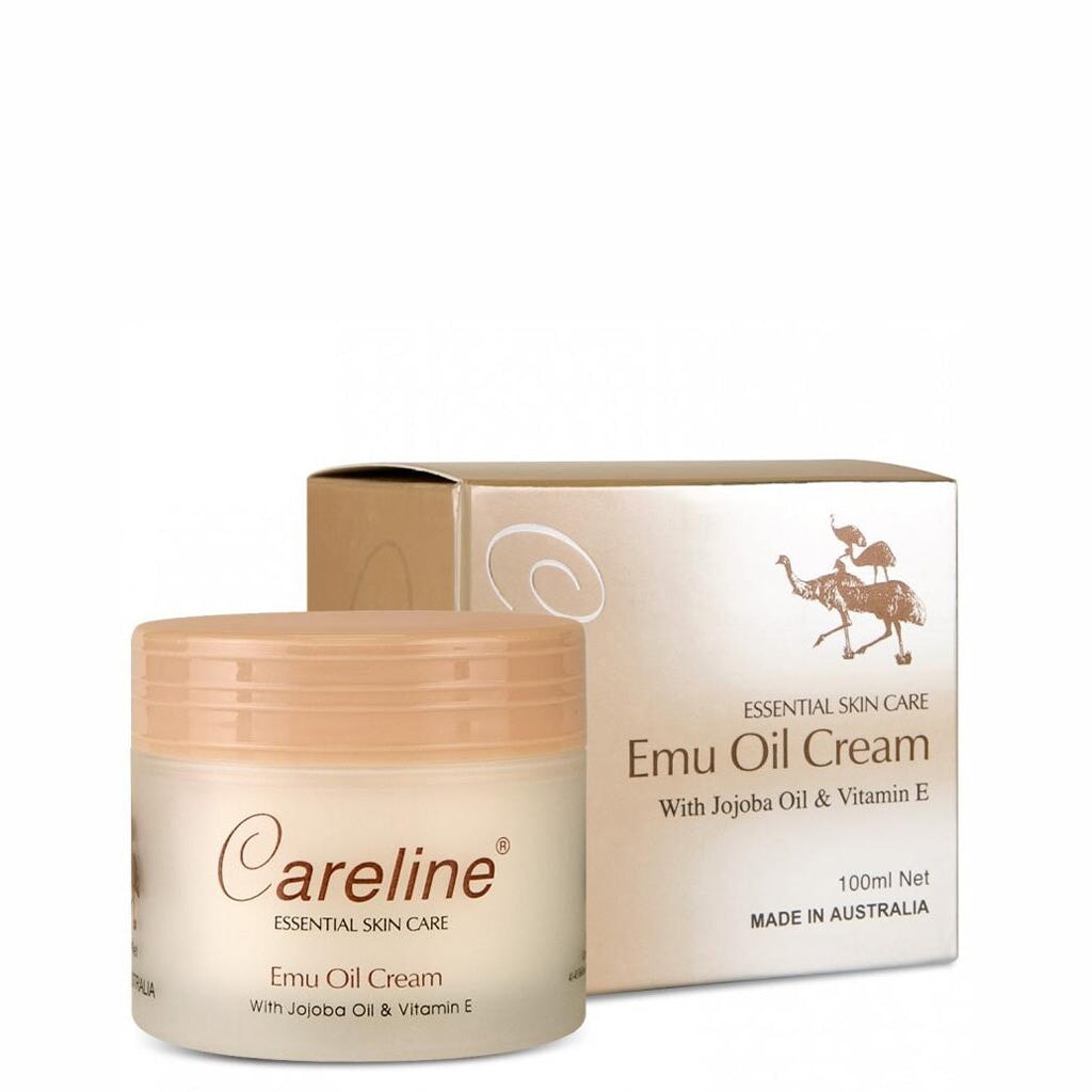 Careline Emu Oil Cream with Jojoba Oil & Vitamin E - Deep Moisturizing & Anti-Aging Face & Body Cream for Dry Skin - Perfect for Night Care & Daily Hydration