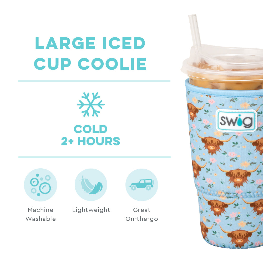 Holy Cow Large Iced Cup Coolie - 20oz Insulated Tumbler with Lid & Straw for Cold Drinks - Perfect for Summer, Beach, Pool Parties and Outdoor Activities