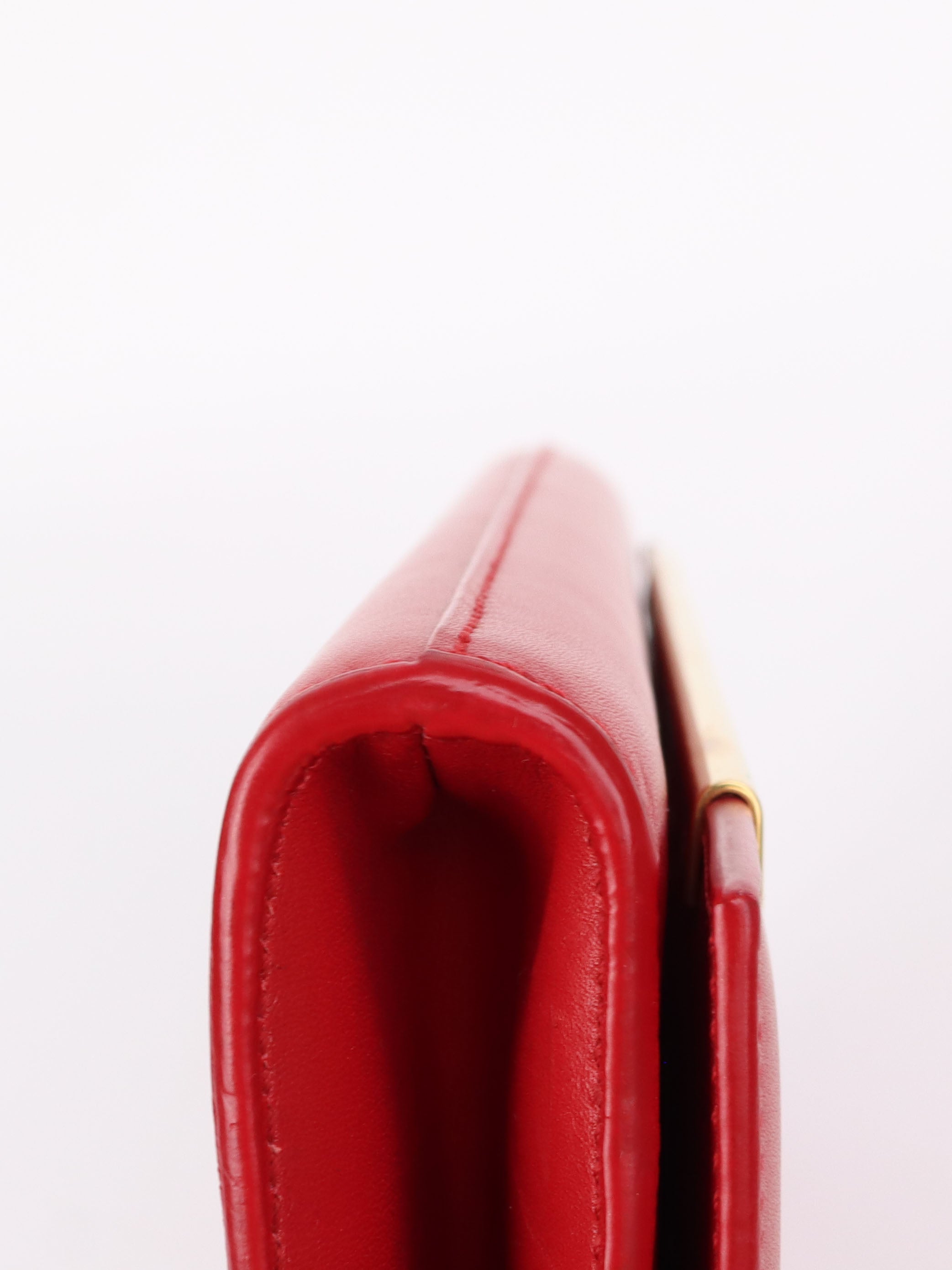 Saint Laurent Red Leather Clutch Bag for Women - Elegant Evening Purse for Parties, Weddings & Special Occasions