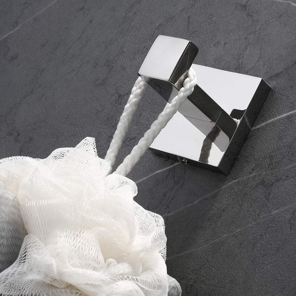 Stainless Steel Wall Mounted Bathroom Towel Hook - 304 Chrome Finish Towel Hanger & Robe Hook for Bathroom, Kitchen, Bedroom - Durable Coat Hanger for Home & Hotel Use