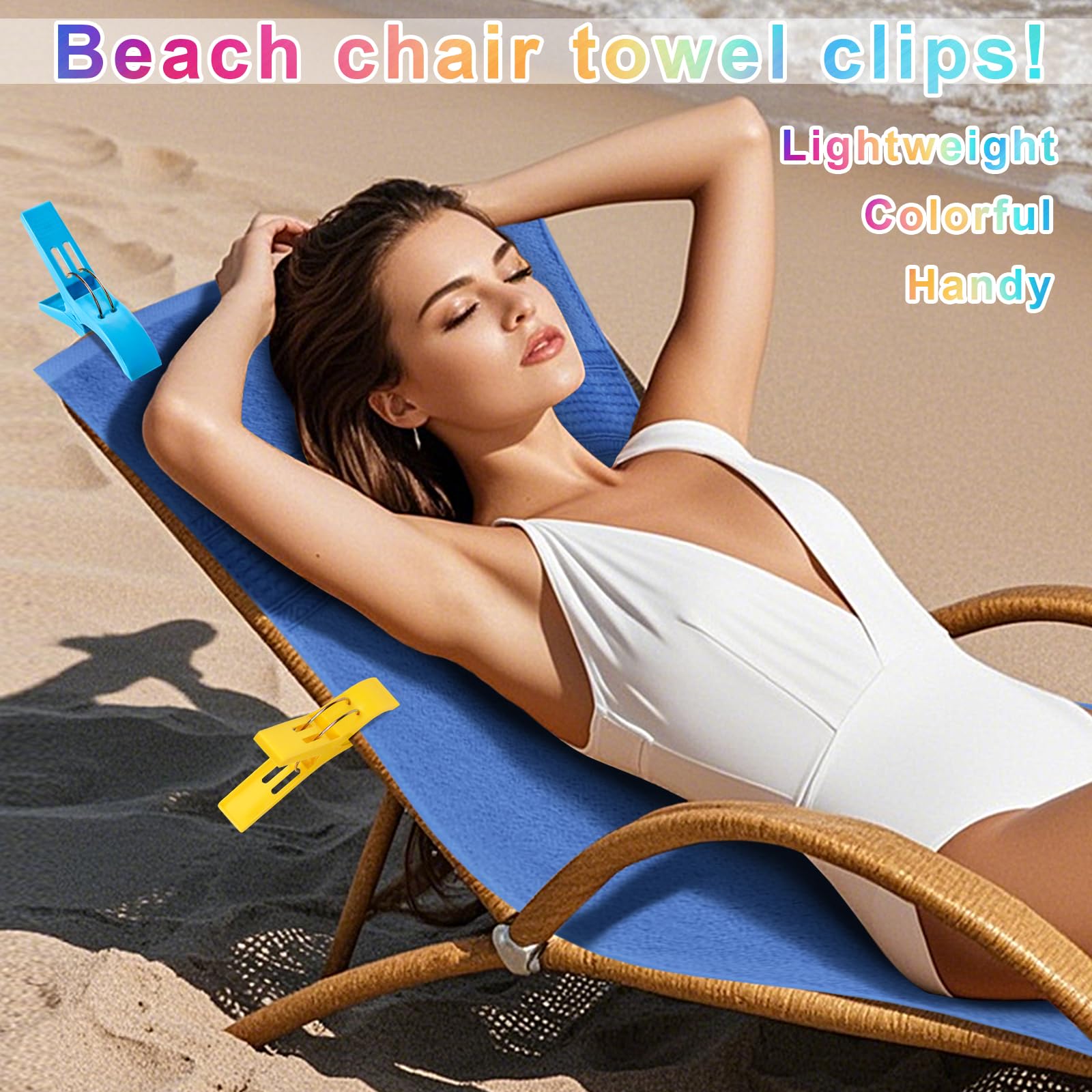 8 Pack Beach Towel Clips - Heavy Duty Plastic Chair Clips, Towel Holder & Clothes Pins for Pool, Lounge & Vacation - Secure Hanging Clamps for Beach, Gym & Outdoor Activities