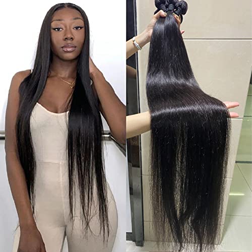 10A Brazilian Virgin Human Hair Bundles - 4 Packs of 18 20 22 24 Inch Unprocessed Straight Hair Extensions for Black Women | Perfect for Weaves, Braids & Protective Styling