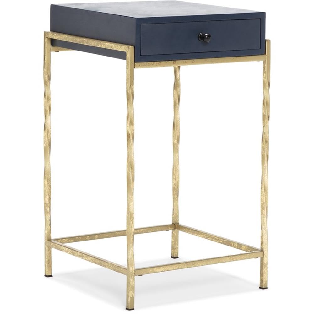 Jolie Modern Solid Wood & Metal Frame Narrow Entryway Storage Cabinet - Navy Blue & Gold Sofa Table for Living Room | Hallway Organizer & Console Table for Small Spaces