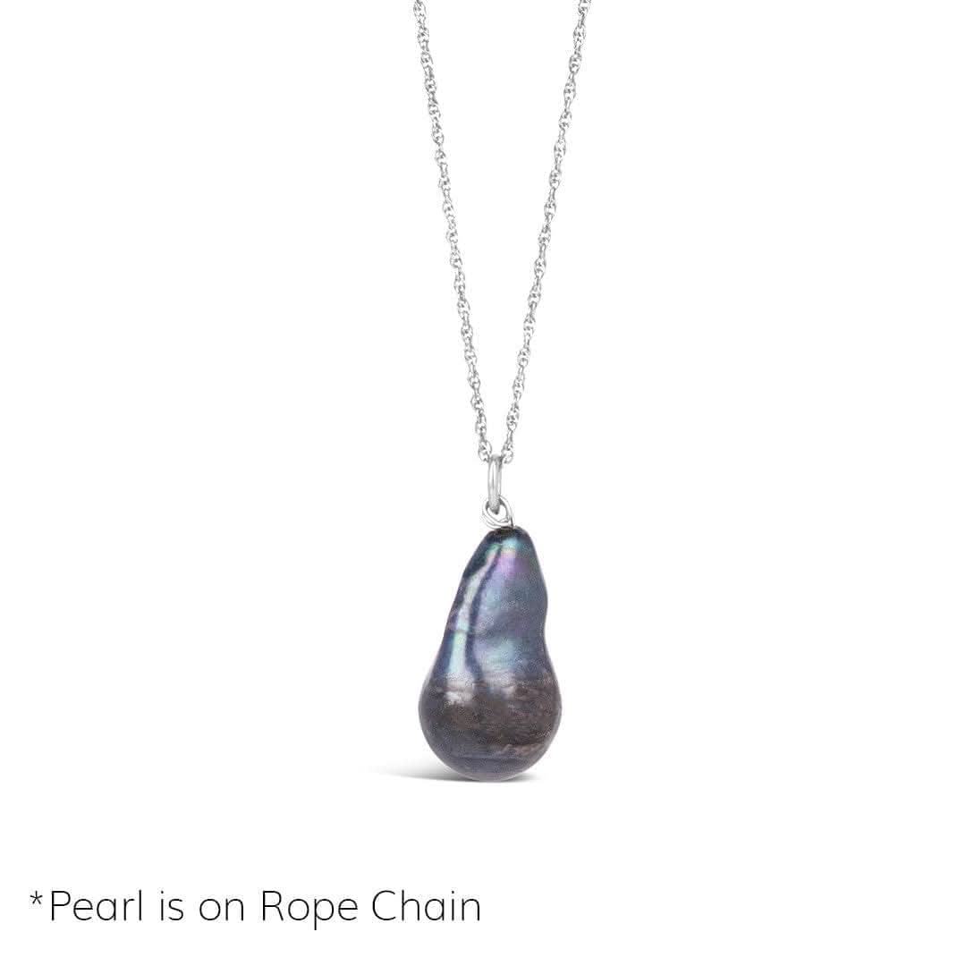 Elegant Baroque Pearl Necklace in Black with Silver Accents - Perfect for Weddings, Parties & Special Occasions