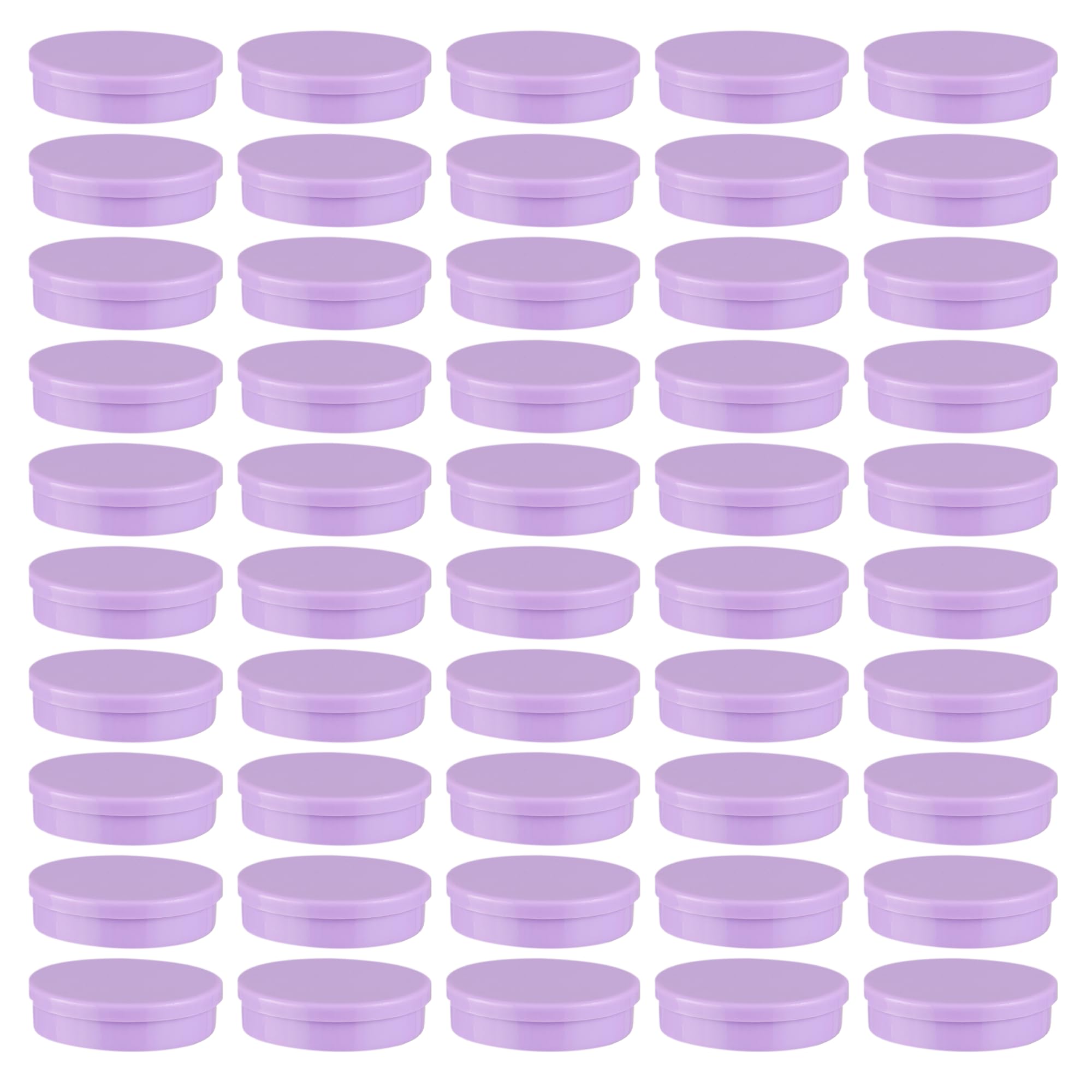 50 Round Empty Refillable Tin Can with Lid - Multi-Purpose Container for Candy, Jewelry, Cosmetic Samples & More (Lilac) - Perfect for DIY Crafts, Party Favors & Small Item Storage
