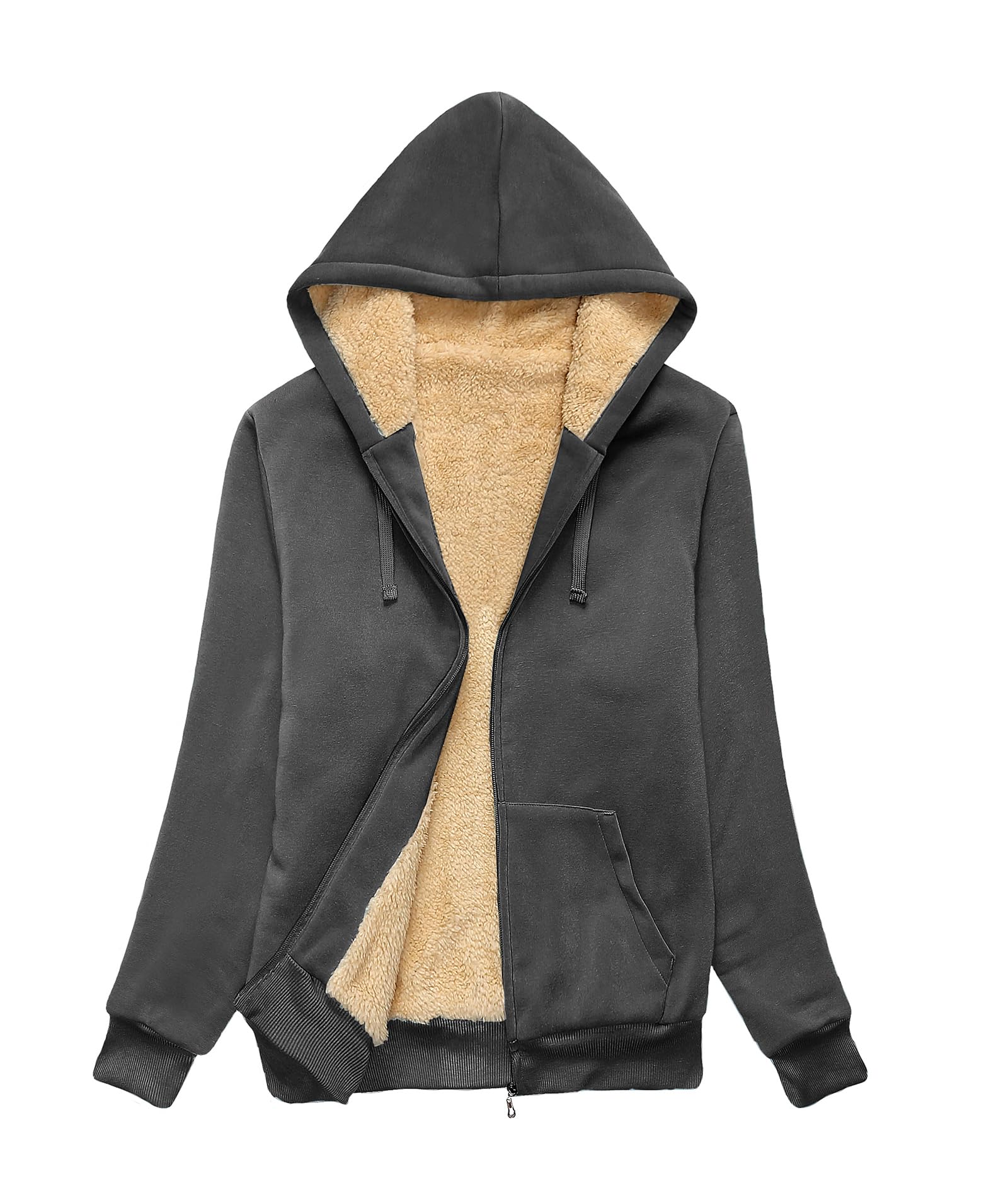 Women's Sherpa Lined Zip Up Hoodie - Winter Fleece Jacket with Warm Fleece Lining | Cozy Outerwear for Cold Weather, Casual Wear & Outdoor Activities