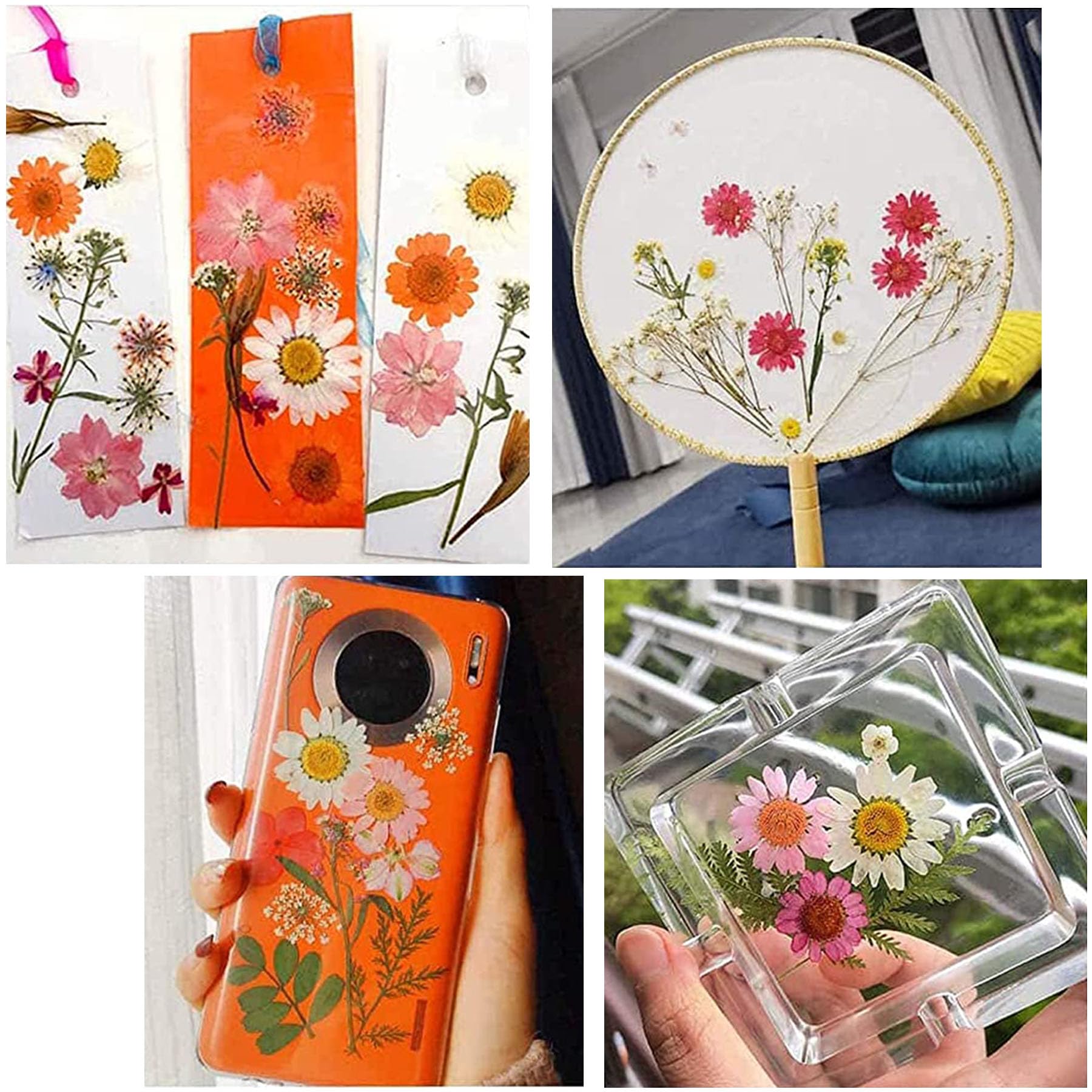 Woohome 126PCS Real Pressed Flowers Kit - Natural Dried Pressed Flowers for Resin Art, Nail Art, Scrapbooking, Candle & Jewelry Making - Premium Resin Craft Supplies for DIY Projects & Home Decor