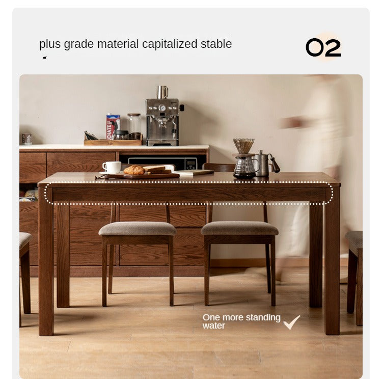 Solid Oak Wood Nordic Style Dining Table - Modern Farmhouse Kitchen Furniture for Dining Room & Small Space