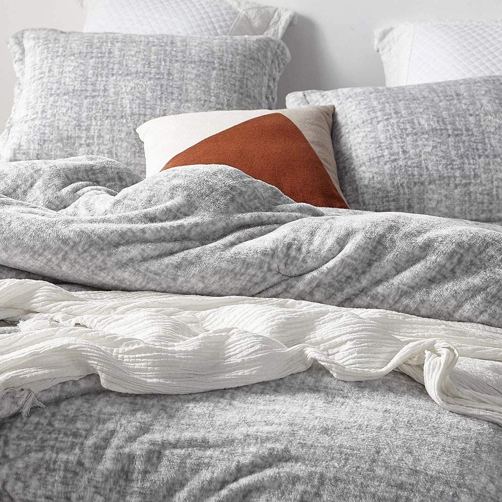 Luxury 3-Piece Cabin Lodge Pewter Grey Comforter Set - Queen Size Farmhouse Bedding with Soft Plush & Down Alternative Fill | Cozy Graphic Print for Winter Warmth | Perfect for Guest Rooms, Master Bedrooms & Cabin Retreats