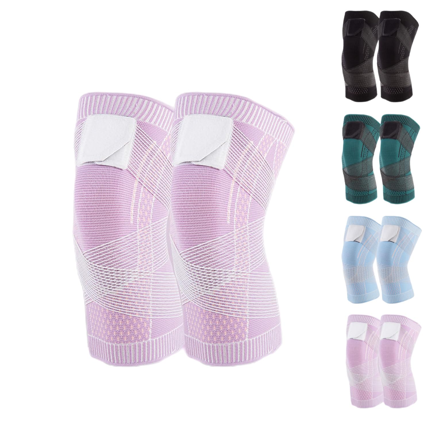 Beyonddraw Adjustable Knee Compression Sleeve Brace - High Elastic Support for Men & Women, Pain Relief for Arthritis, Running, Workout & Sports (Purple, 1 Pair, XL) - Ideal for Gym, Basketball & Daily Activities