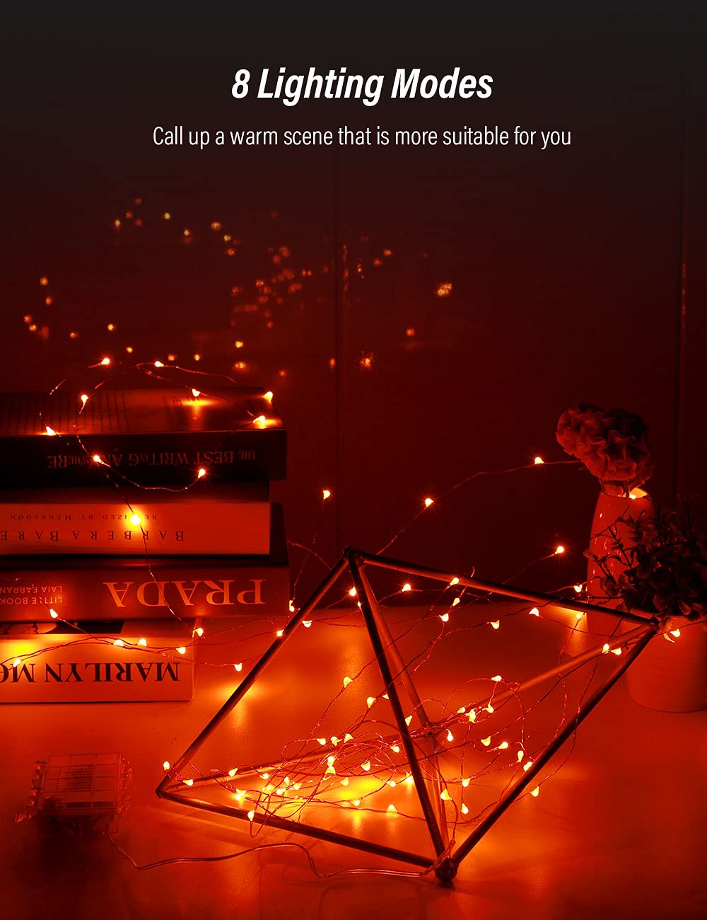 4 Pack Halloween Pumpkin LED Fairy String Lights - 16.4ft Battery Operated Waterproof Copper Wire with Remote & 8 Lighting Modes - Orange Fairy Lights for Halloween, Christmas, Bedroom, Party, Wedding, Garden Decoration