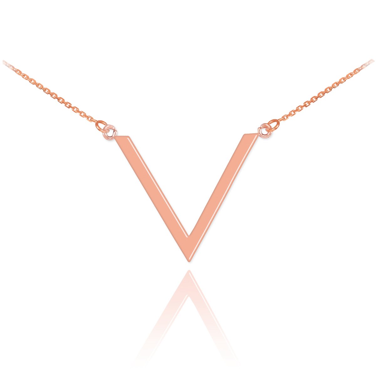 14K Rose Gold Chevron Pendant Necklace for Women - Elegant Layering Jewelry for Everyday Wear, Date Nights & Special Occasions