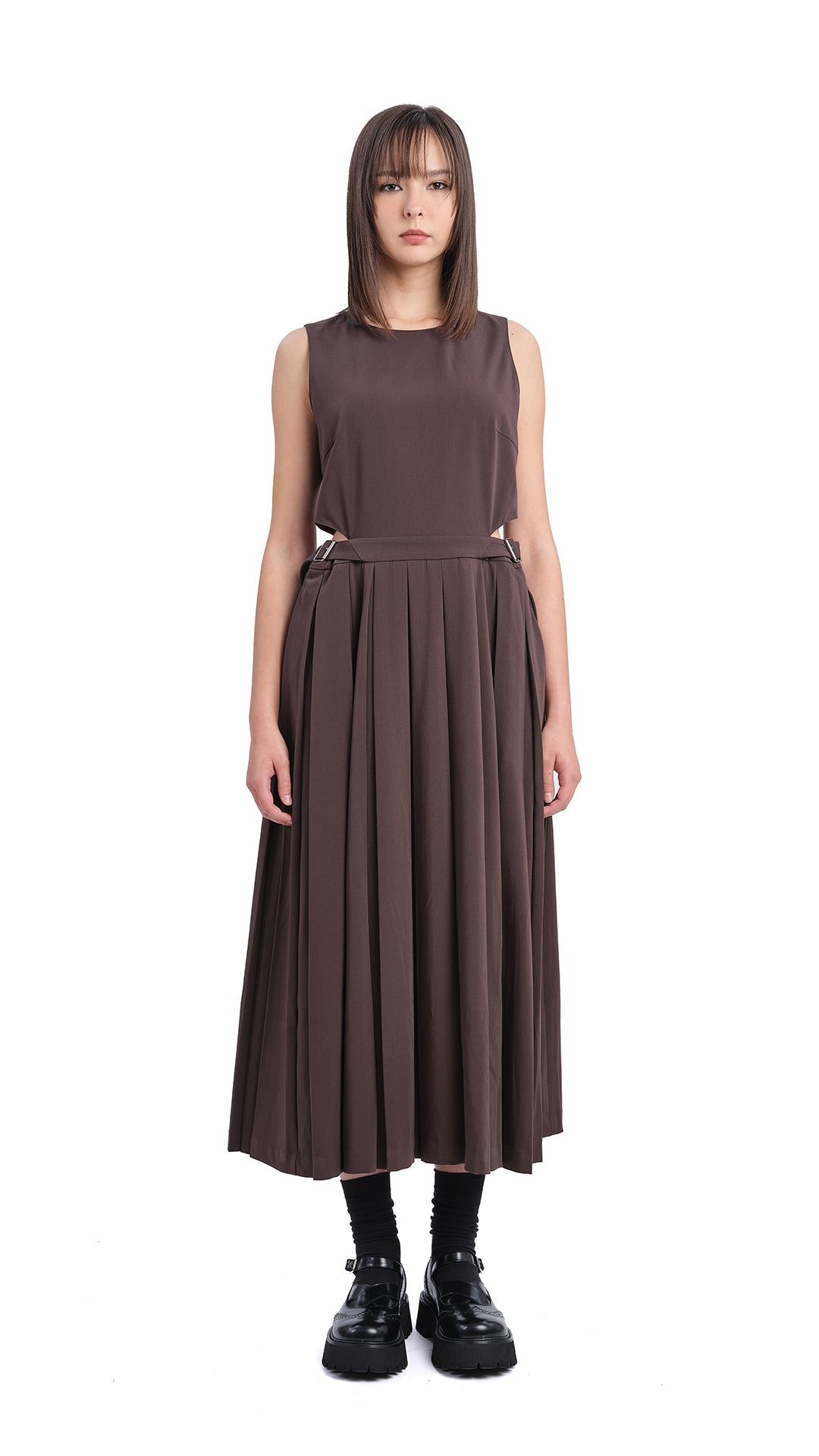 Elegant Pleated Cut Out Dress for Women - Trendy Party & Evening Wear - Perfect for Date Night, Cocktail Events & Special Occasions