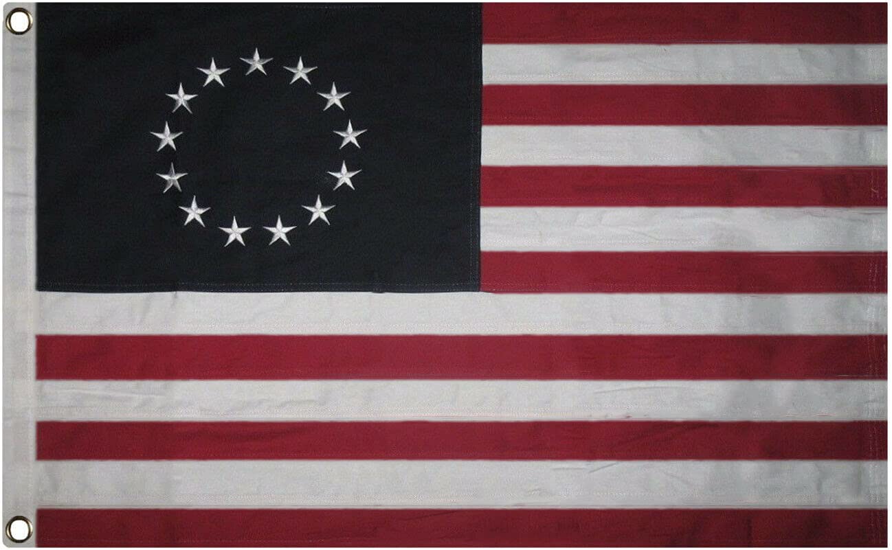 2x3 Feet Heavy Duty Sewn Cotton Betsy Ross American Flag - Premium Quality Fade Resistant with Sewn Stripes - Perfect for Tea Party Decorations, Historical Displays & Indoor Patriotic Events