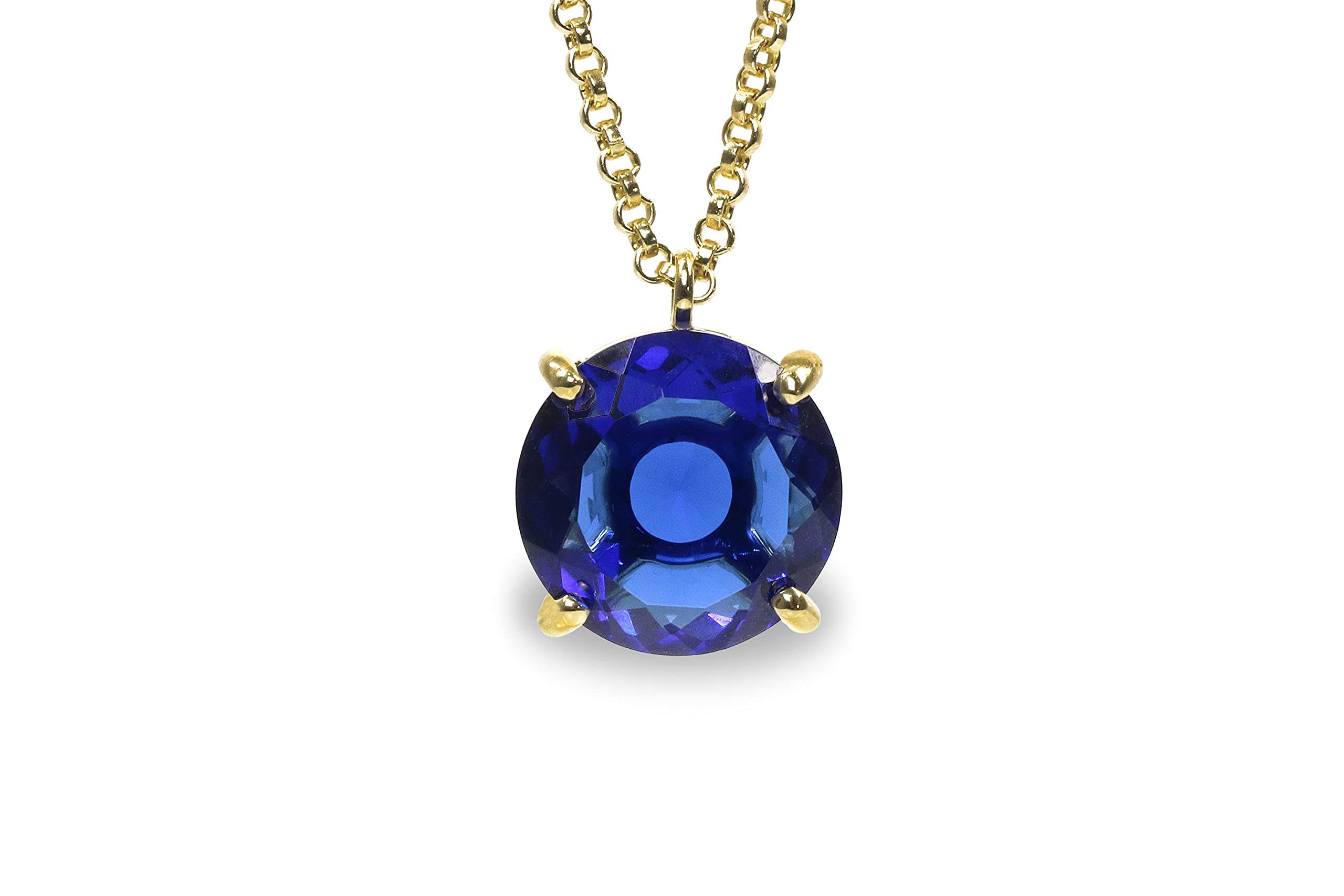 Radiant Gold Sapphire Necklace - Classic Round Pendant for Women | Bridal, Wedding & Anniversary Gift