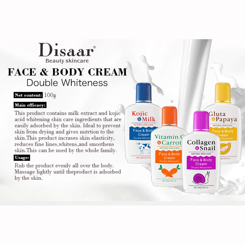 DISAAR BEAUTY Glutathione & Papaya Moisturizing Face and Body Cream - Hydrating Skin Care for Dry Skin, Brightening & Nourishing - Perfect for Daily Use, Night Routine & Travel Skincare