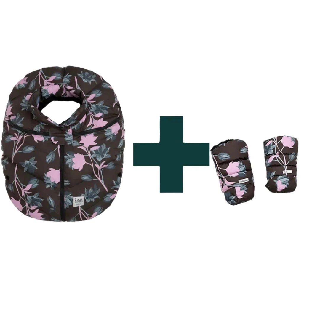 Warmmuffs 212 Premium Car Seat Cover Cocoon - Soft & Cozy Baby Car Seat Protector for Winter - Perfect for Travel, Stroller & Nursery in Nightingale Garden Design