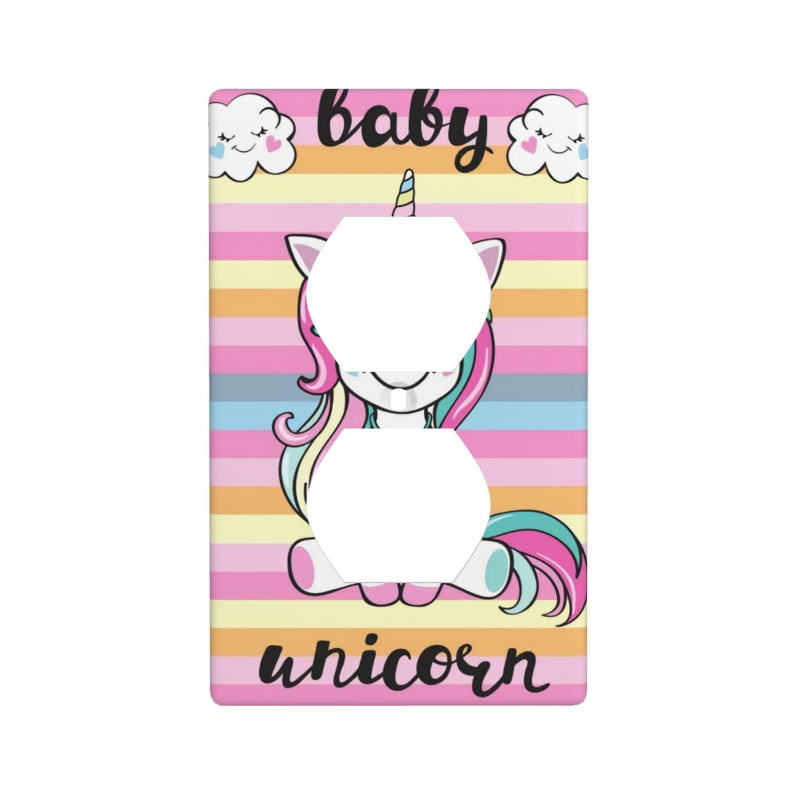 Decorative Unicorn Light Switch Cover - 1 Gang Duplex Outlet Wall Plate for Home, Kitchen & Bedroom | Cute Unicorn-Themed Decor Accessory for Kids Room & Nursery