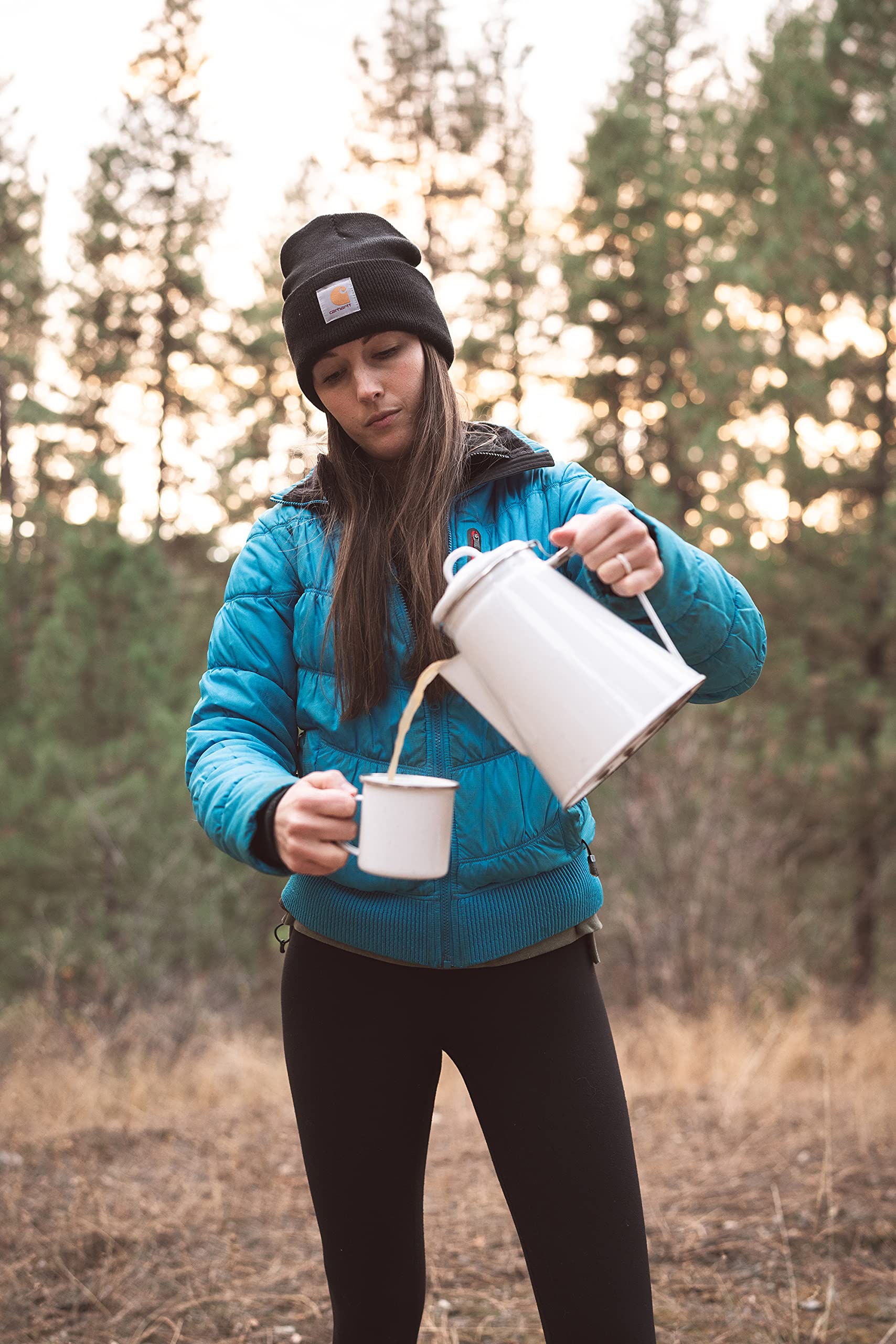 Stansport Enamel Coffee Pot - Durable Camping Coffee Maker for Outdoor Adventures, Hiking & Picnics - 10 Cup Capacity, Rust-Proof & Easy to Clean